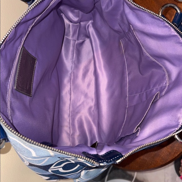 Coach Poppy Pop C Glam tote shoulder bag denim blue/white/Silvertone HW NWOT - Picture 14 of 17